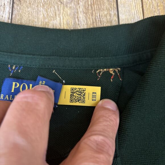 Polo Ralph Lauren Polo Shirt All Over Pony Logos 2XB Big & Tall Hunter Green - Picture 4 of 8